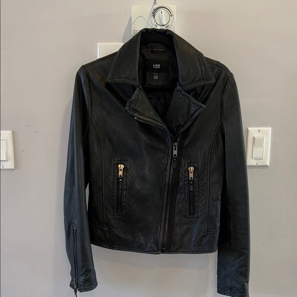 Line the Label Asymmetrical Moto Leather Jacket - Picture 1 of 6